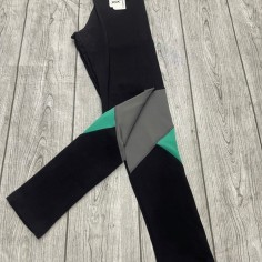 CALZA NEGRA CON GRIS Y VERDE