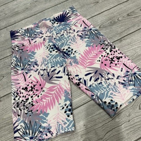 CICLISTA FLORES FUXIA Y CELESTE