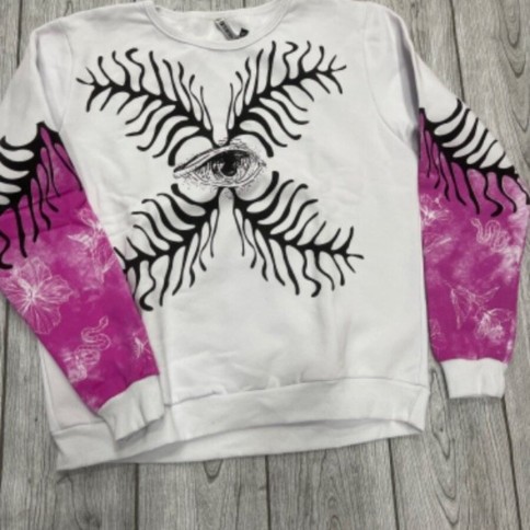 BUZO  FRIZADO ESTAMPADO MANGAS ROSASQ