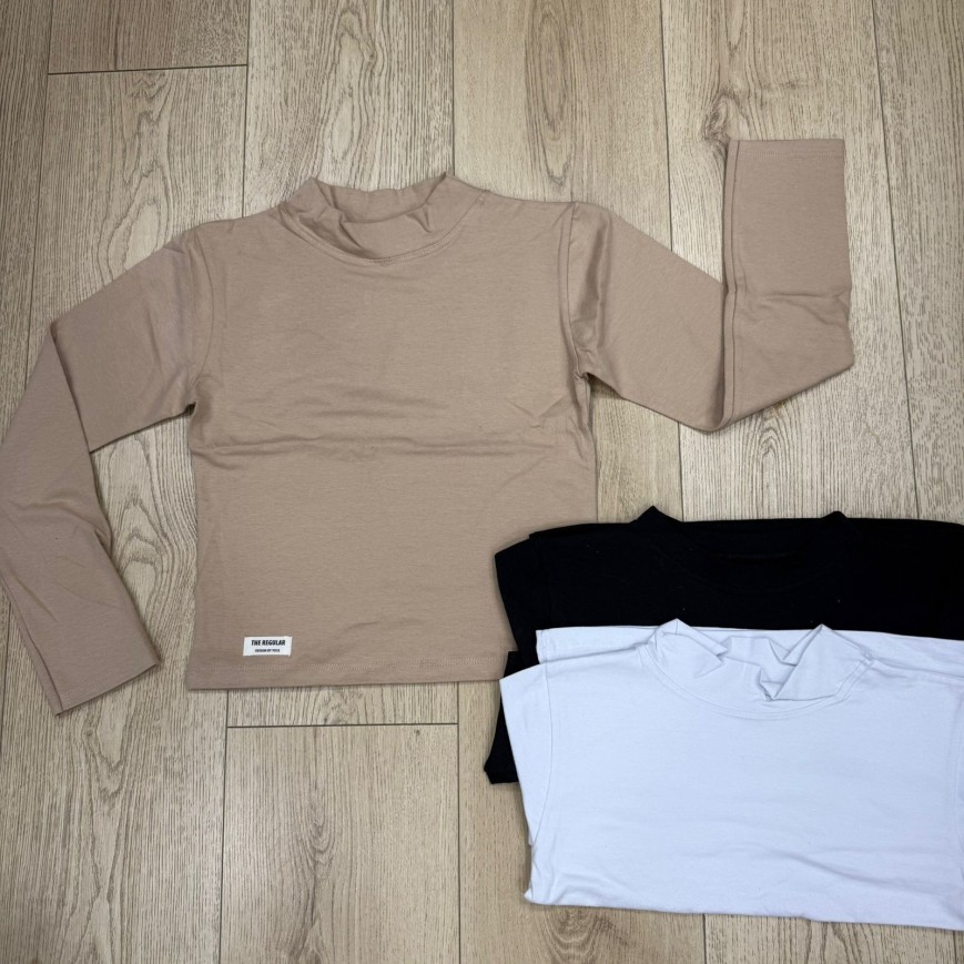 REMERA MEDIA POLERA CROP ALGODON