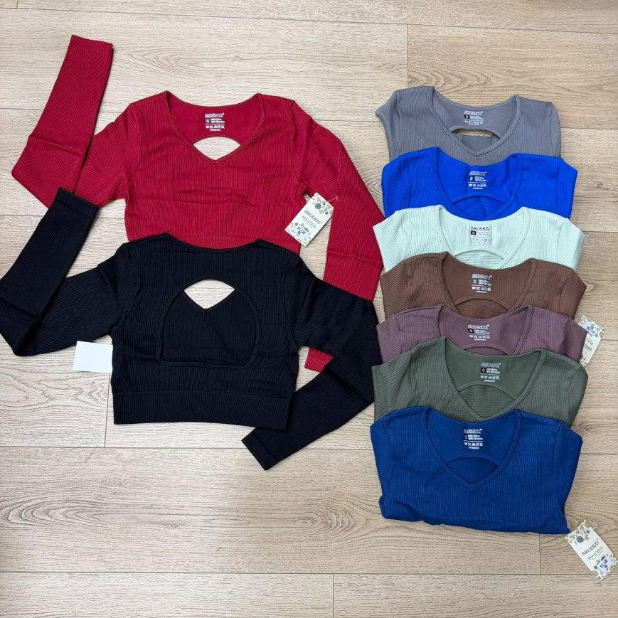 CROP MANGAS LARGAS RIB