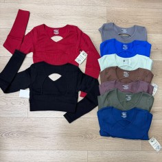 CROP MANGAS LARGAS RIB