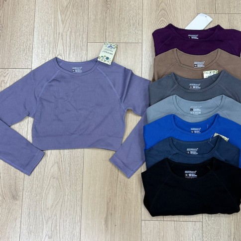 CROP MANGAS LARGAS RIB 129