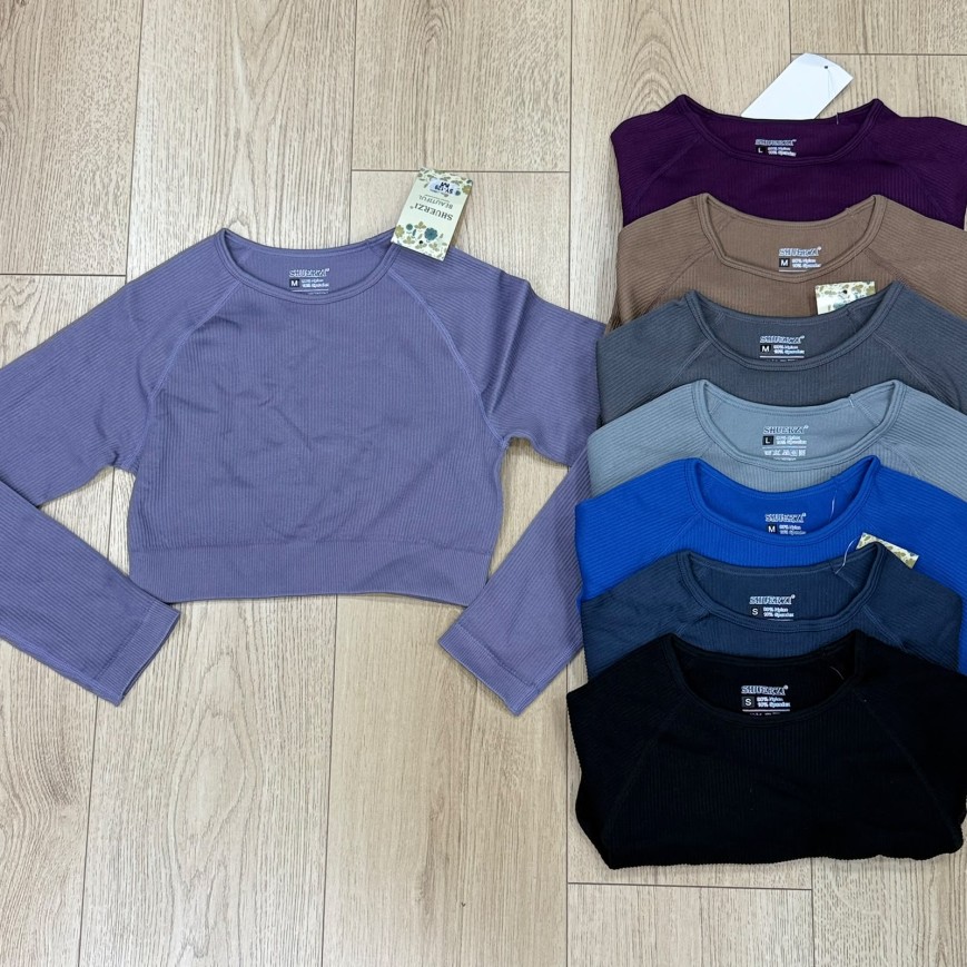 CROP MANGAS LARGAS RIB 129