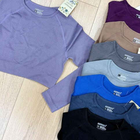 CROP MANGAS LARGAS RIB 129
