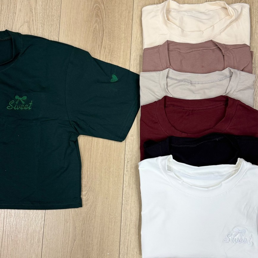 REMERA CROP CORAZON MANGAS